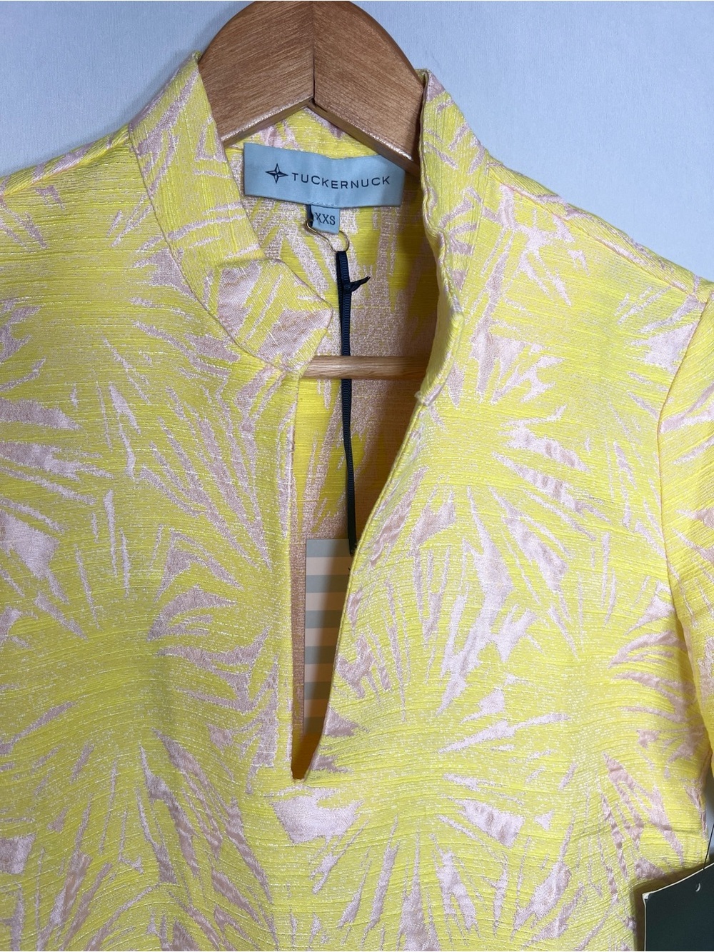 Tuckernuck Yellow/Pale Pink Jacquard Culebra Tunic Caftan Dress XXS NWT! - Picture 4 of 11